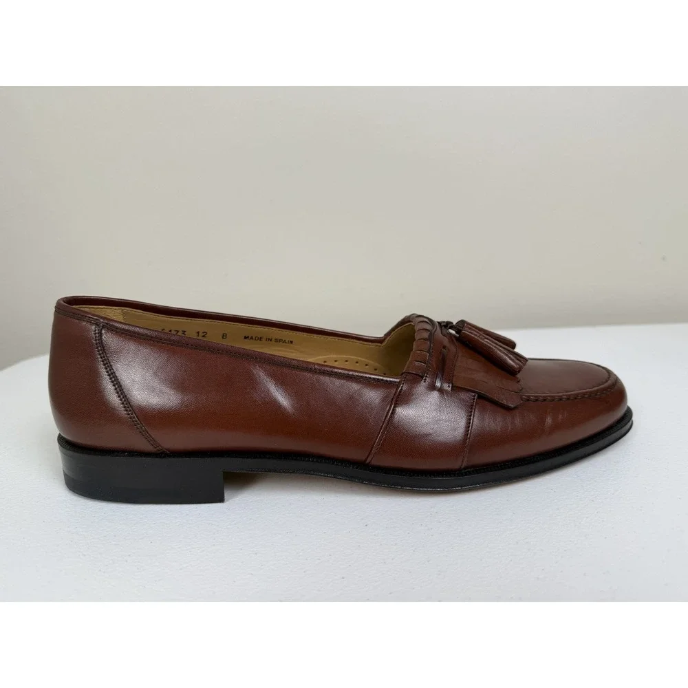 Magnanni‎ Mens Loafers Tassel Brown Leather Dress Shoes Size 12B Made in Spain